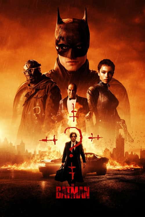 Affiche de film de super-héros aux tons orangés