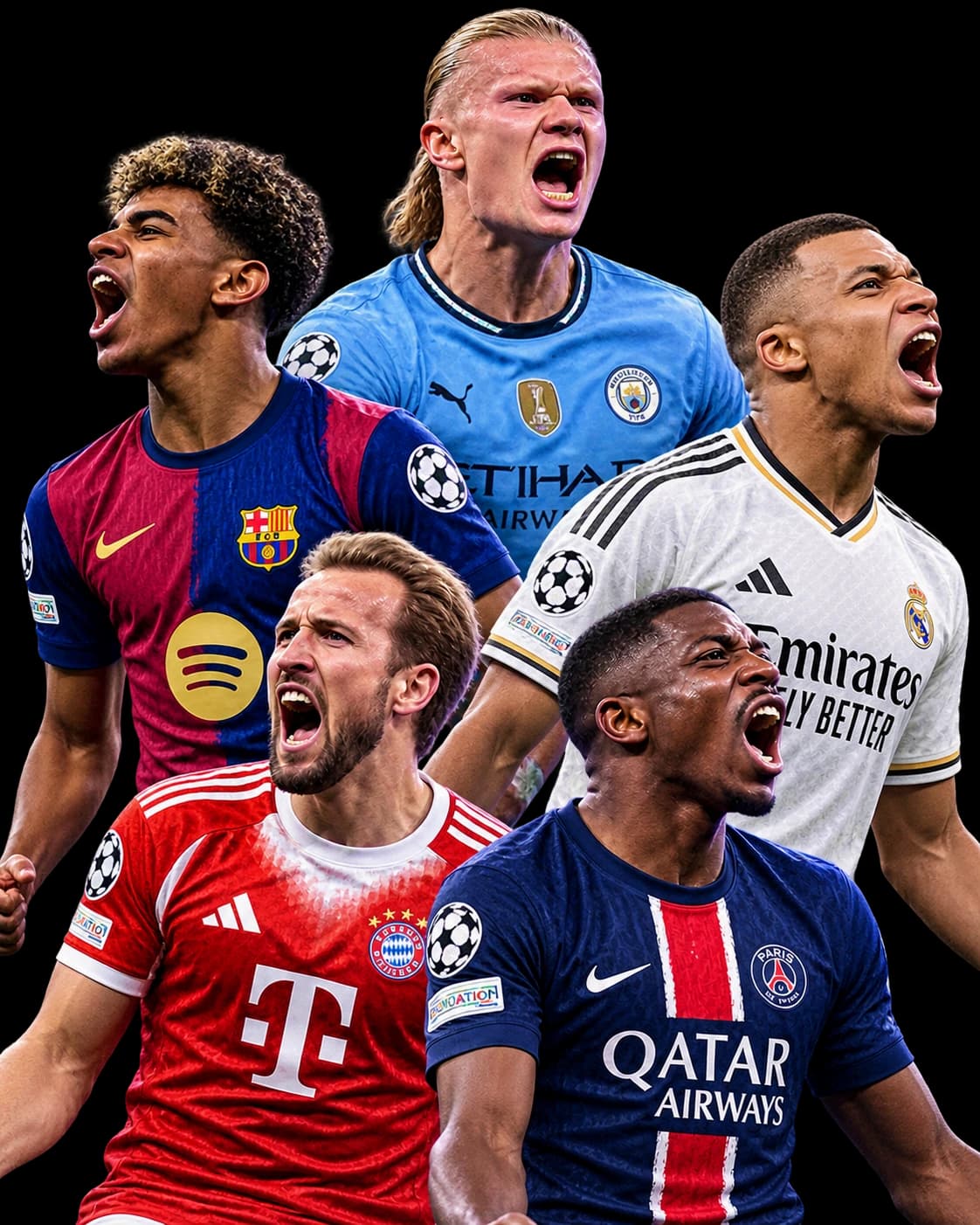 Cinq stars européennes en pleine célébration