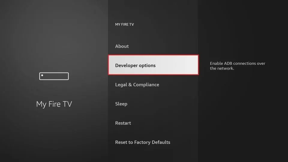 Ouvrez les options pour les développeurs