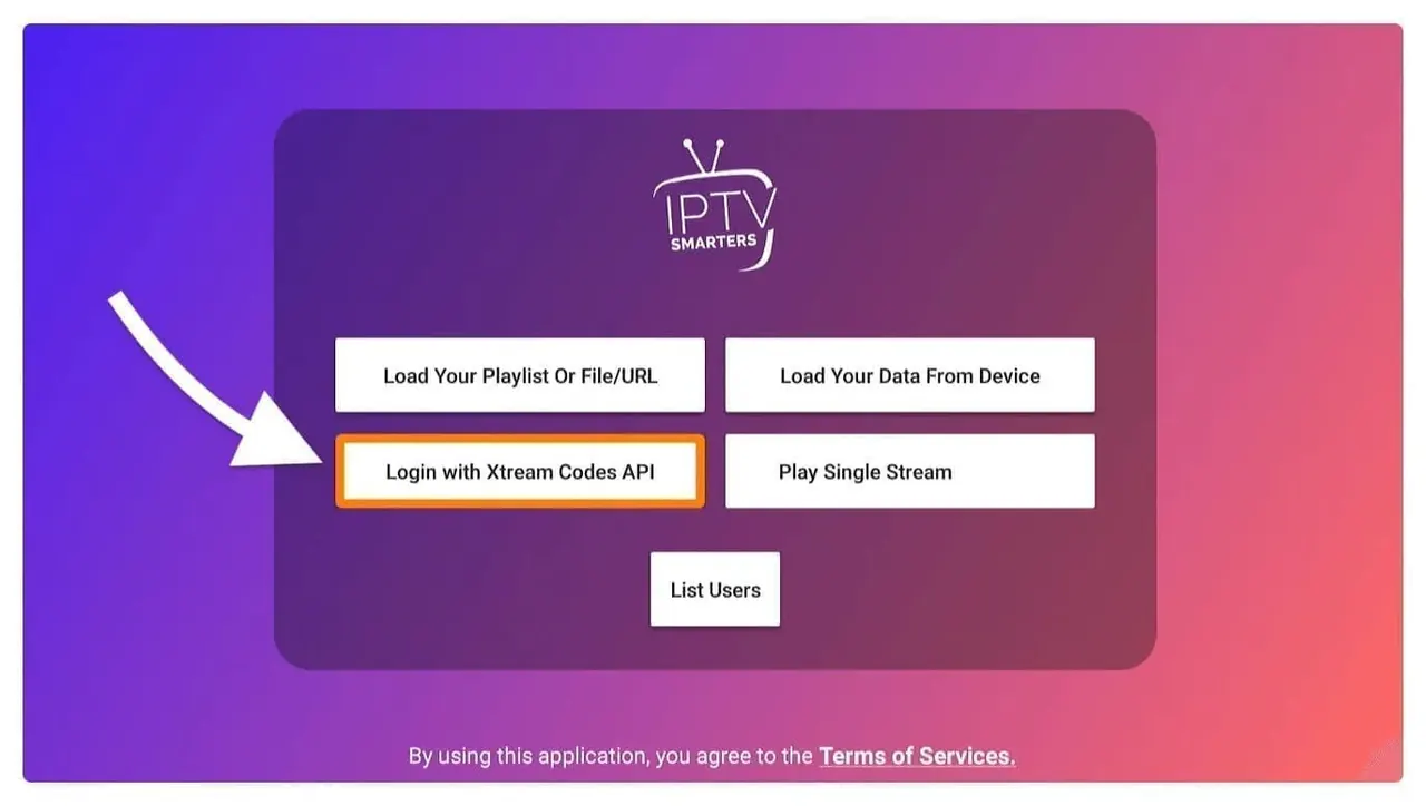 Choisissez Xtream Codes API