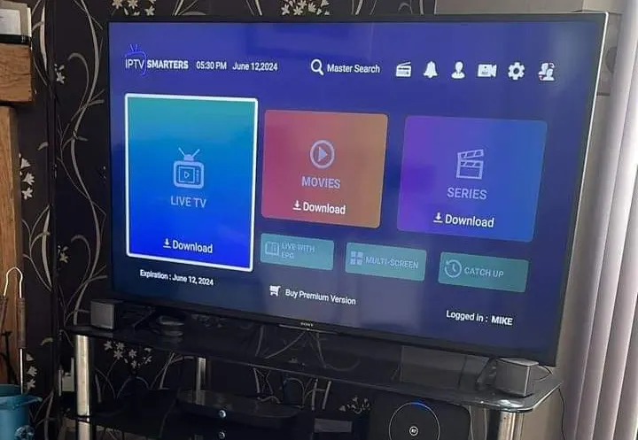 Application IPTV ouverte sur la TV du salon