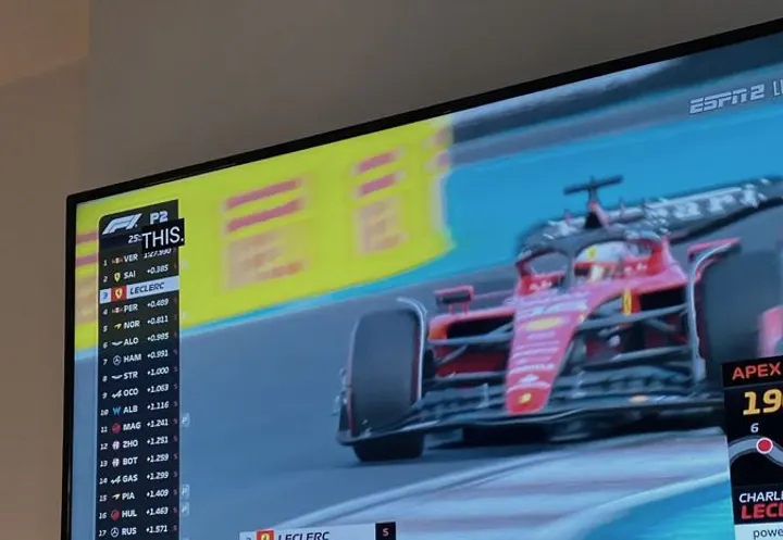 Grand Prix de Formule 1 sur une TV murale