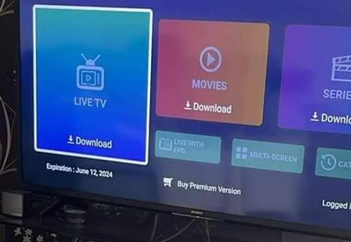 Menu TV en direct, films et séries de l’application IPTV